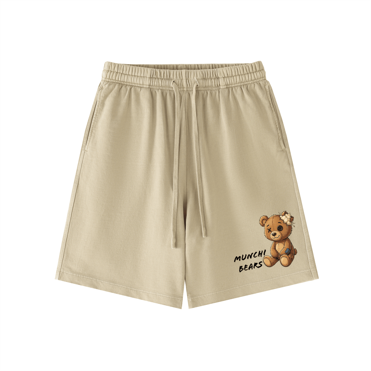 Munchi Bears Vintage Wash Heavyweight Cotton Shorts - Munchi Bears
