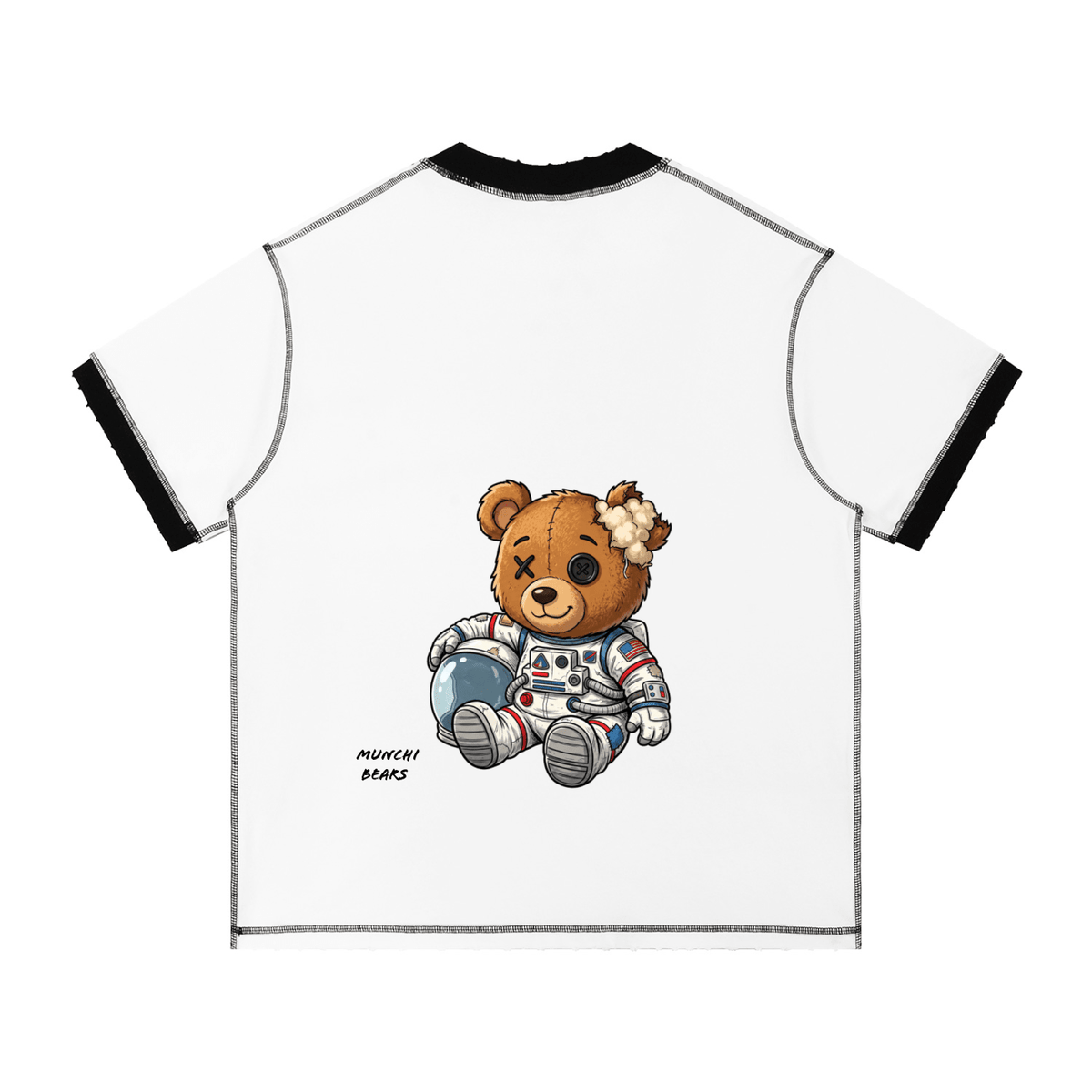 Munchi in Space Contrast Stitch Tee Pre-order | Munchibears Space Club - Munchi Bears