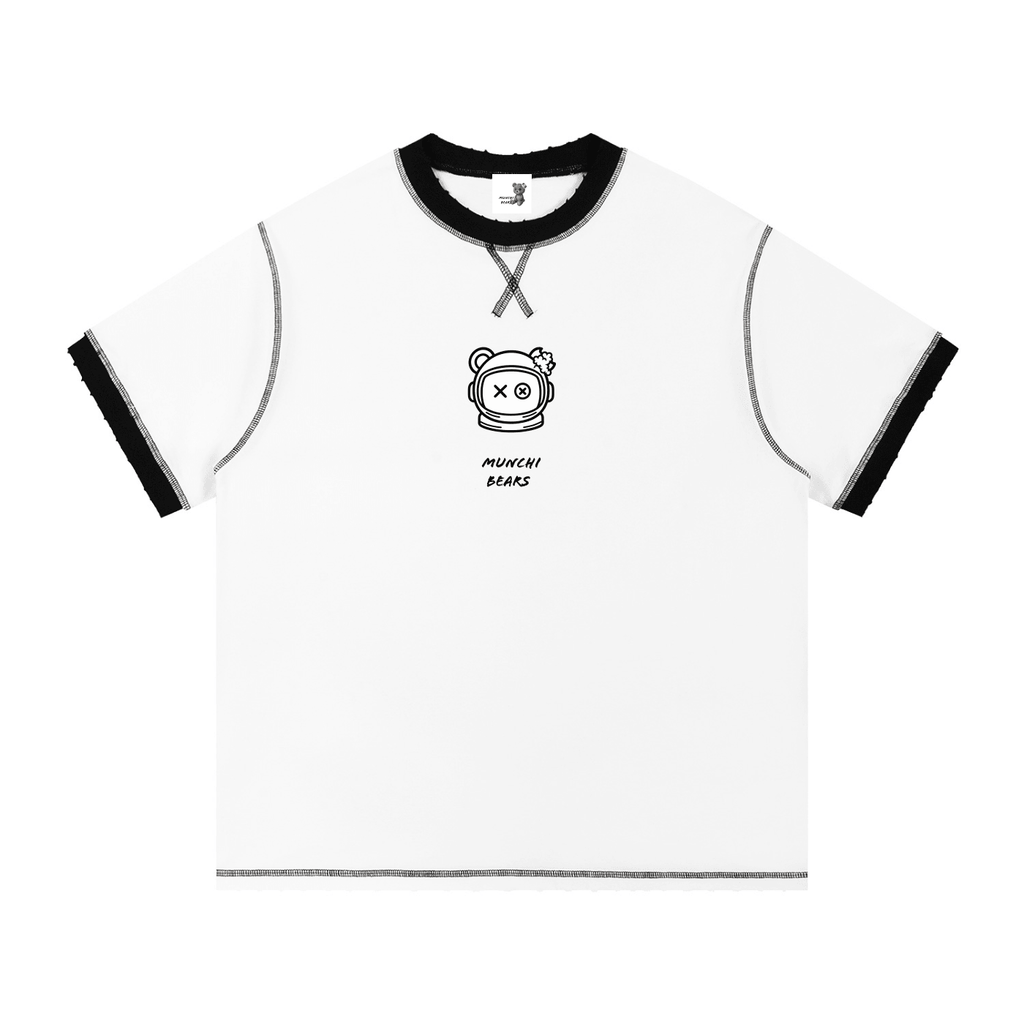 Munchi in Space Contrast Stitch Tee Pre-order | Munchibears Space Club - Munchi Bears