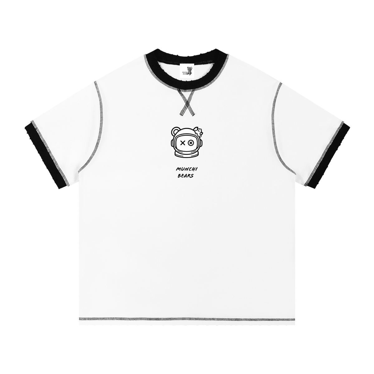 Munchi in Space Contrast Stitch Tee Pre-order | Munchibears Space Club - Munchi Bears