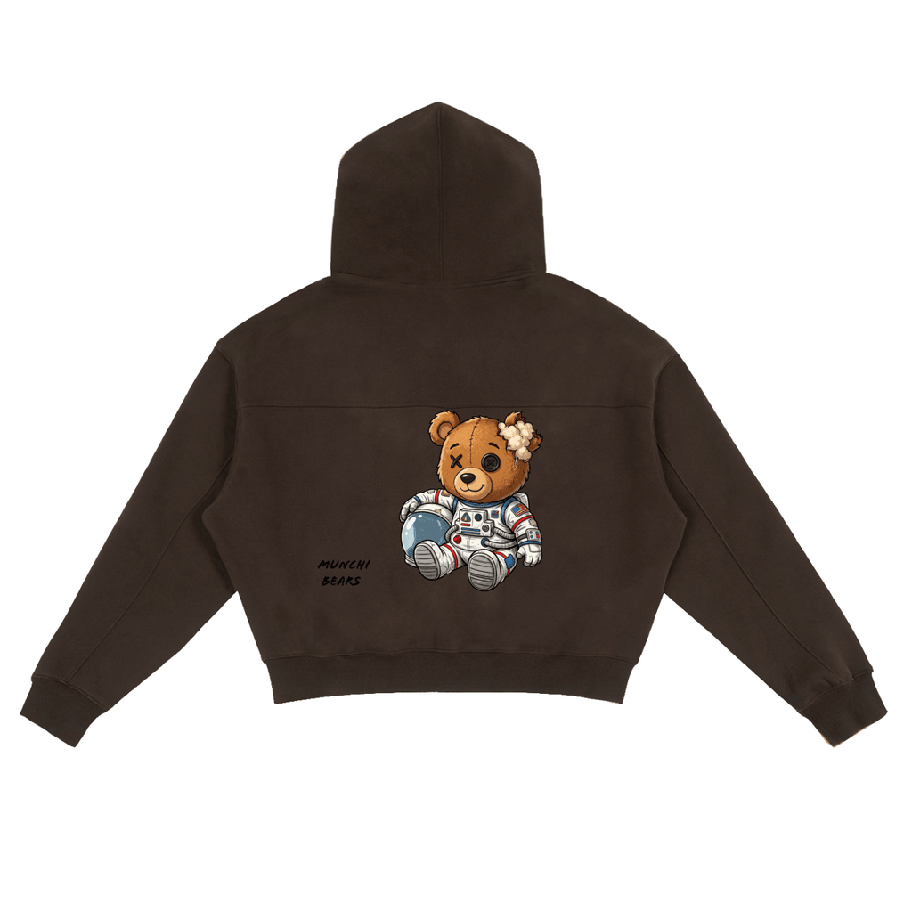 Munchi in Space Fleece Zip Hoodie Pre-order Brown | Munchibears Space Club - Munchi Bears