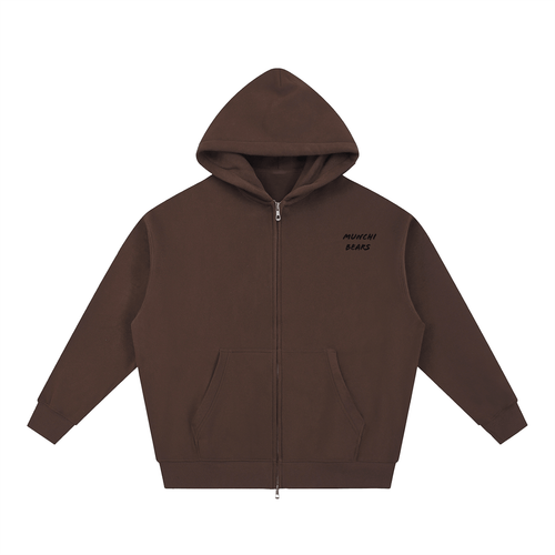Munchibears dual zip oversized hoodie, heavyweight fleece lined streetwear